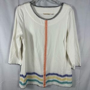 Soft Surroundings Women’s Tunic Shirt Top Longer Length Cream Thick Medium